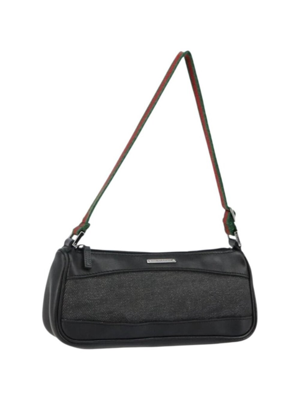 GUCCI Web Sherry Line Accessory Pouch Canvas Black Silver Red 92820